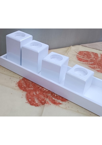 Hobi Adn Dekoratif Mumluk Ahşap Mdf Parlak Beyaz Model El Yapım