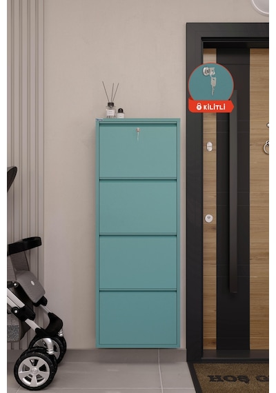 Ceha Kilitli 4'lü Metal Ayakkabılık - Turkuaz K.AYK-4/P6034/KL Ceha Kilitli 4'lü Metal Ayakkabılık - Turkuaz K.AYK-4/P6034/KL
