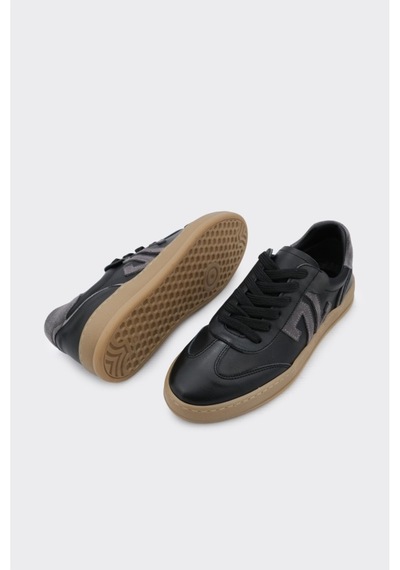 Derinet Hakiki Deri Comfort Taban Kadın Sneaker Siyah Siyah