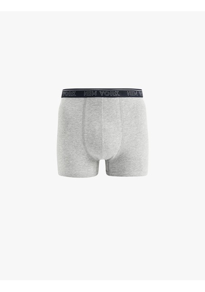 Koton Baskılı Lastikli Basic Pamuklu 3'lü Boxer Seti Gri Melanj 6wlm90040mk Gri Melanj