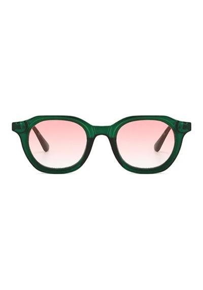 Grovela Yeşil Çerçeve Pembe Cam Vintage & Retro Unisex Güneş Gözlüğü