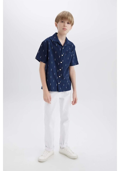 DeFacto Erkek Çocuk Oversize Geniş Kalıp Polo Yaka Brode Kısa Kollu Gömlek D8339A825SMNV248