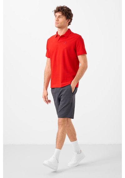 Tommylife Tommy Life Kırmızı Basic Logolu Standart Kalıp Triko Polo Yaka Erkek T-shirt - 87748 Kirmizi
