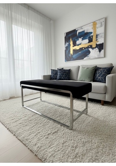 Todekhome Krom Metal Ayaklı Siyah Puf / Bench Siyah