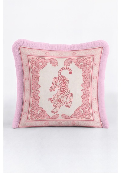 Egzotik Kaplan Motifli Şatafatlı Saçaklı Yastık Kılıfı-saray Boho Krem Pembe Püsküllü Kırlent Kılıfı Gizli Esinti Aura Egzotik Kaplan Motifli Şatafatlı Saçaklı Yastık Kılıfı-saray Boho Krem Pembe Püsküllü Kırlent Kılıfı Gizli Esinti Aura