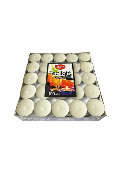 Roll-up Tealight 8 Gr. Beyaz Kokusuz Mum - 100 Adetlik Paket Çok Renkli