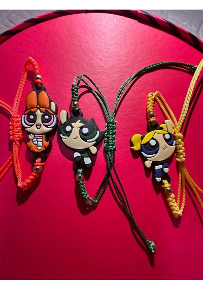 Powerpuff Girls Arkadaşlık Slikon İp Bileklik 3 Adet Çok Renkli