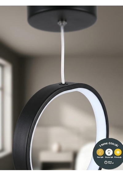 Lzy Avize Store Sonsuzluk Tasarımlı 3 Renk Led Sarkıt Avize Modern Siyah Dekoratif Aydınlatma SİYAH 1.MODEL