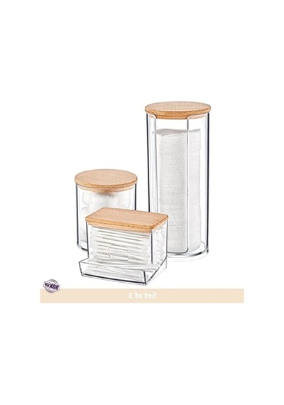 Çok Amaçlı 3'lü Şeffaf Akrilik Organizer Set Açık Bej