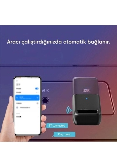 Bluetooth Kablosuz Mini Araç Kiti Wireless Usb Aux Dönüştürücü + Bilgisayar Laptop Aktarıcı Çevirici