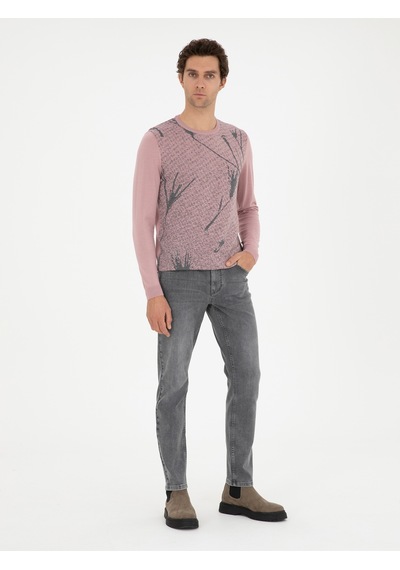 Cacharel Pudra Slim Fit Yün Karışımlı Bisiklet Yaka Triko Kazak Pembe