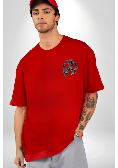 Bu Benim Sırrım Her Zaman Kızgınım Kırmızı Oversize Unisex Ön Ve Sırt Baskılı Tişört Kırmızı