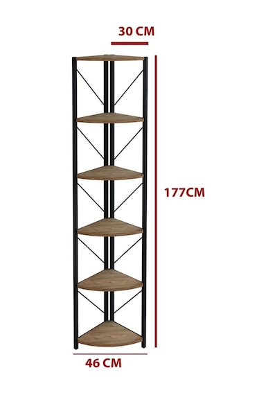Form 6 Raflı Metal Köşe Rafı Saksılık Çiçeklik Çok Amaçlı Dekoratif Duvar Rafı 180 Cm Ceviz Kahverengi