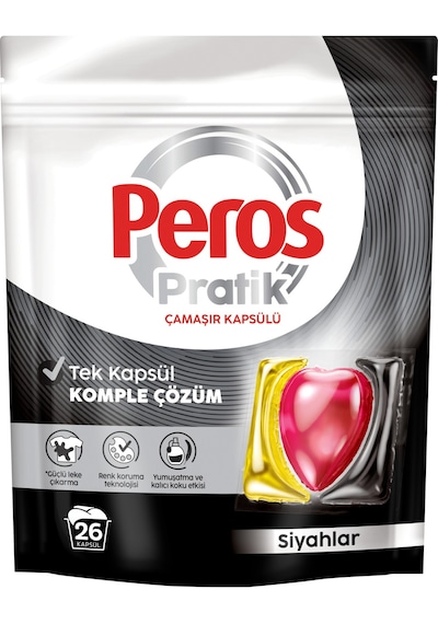 Peros Pratik Matik Çamaşır Deterjanı Kapsülü - Tableti 26 Adet Siyahlar Diğer