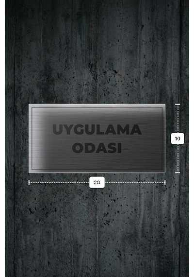 Uygulama Odası Yazılı - Metal - Gümüş Renk - Kapı İsimliği - 20x10 Cm