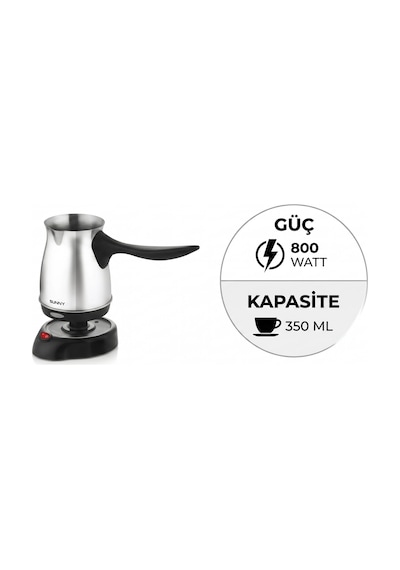 Sunny Sn5czv013 Elektrikli Çelik Cezve 800w 350 Ml Paslanmaz Çelik Türk Kahvesi Makinesi