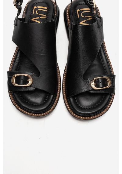 Luvishoes Cruel Siyah Cilt Hakiki Deri Kadın Sandalet