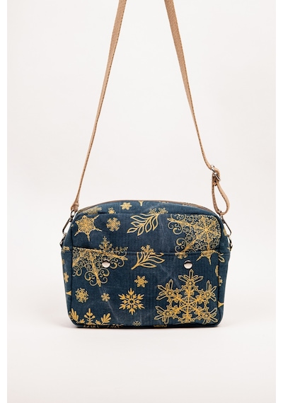 Fabric Craft Bag Omuz Çantası Kadın Taş Yıkamalı Duck Kumaş Çapraz Askılı Günlük Çanta Lacivert - Sarı