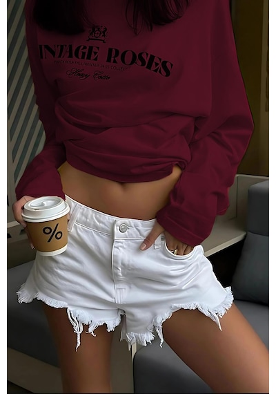 Madmext Bordo Baskılı Uzun Kollu Tişört Mg2451 Bordo