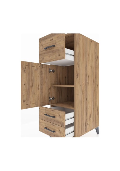 Kronos Dolap 2 Raflı 3 Çekmeceli Tek Kapaklı 44x59x134 Çam-çam Atlas Çam