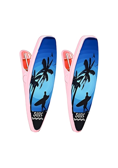 Plaj Havlusu Mandal Klipsi, Sörf Temalı, Pembe Ve Mavi Desenli, 2'li Set, Dayanıklı Plastik, Taşınabilir Diğer