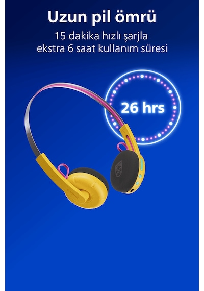 Philips Moving Sound Tams1yl/00 "ringo Duo" Kulaklık, Retro, Kablosuz Veya Kablolu, 26 Saat, Sarı