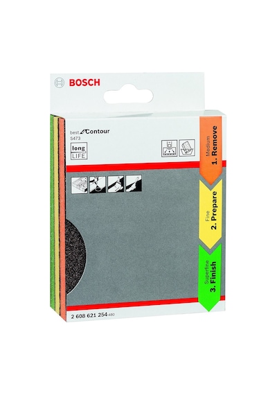 Bosch S473 Çift Taraflı Sünger Zımpara Seti 3 Parça 2608621254