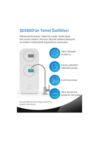 Prio Sdx600 Otomatik Yıkamalı Tanksız Ters Ozmoz Su Arıtma Cihazı