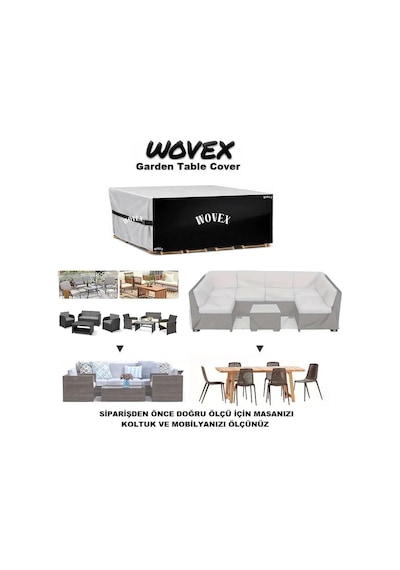 Wovex Gri Siyah Kombinasyonlu Bahçe Masa Mobilya Brandası,teras Koltuk Branda,su Geçirmez Uv Korumalı, Mobilya Ört Diğer