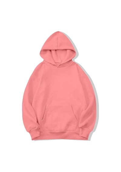 Brz Collection Unisex Oversize Basic Hoodie Pembe Pembe