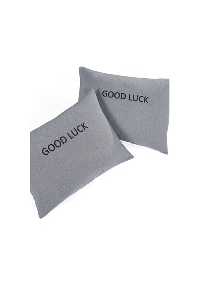 2li Yastık Kılıfı Good Luck Baskılı Füme Füme