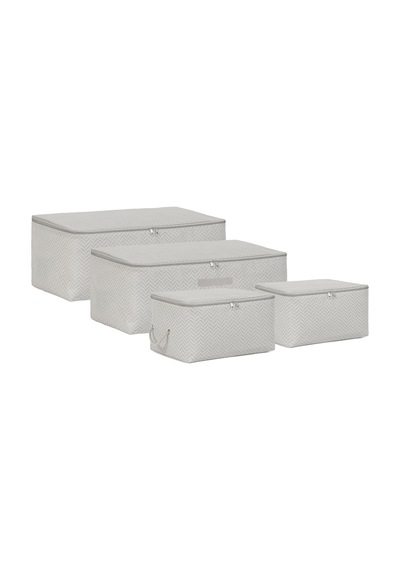 4'lü Gri Balıksırtı Hurç Set 2 Adet 30 X 22 X 18/2 Adet 52 X 28 X 21 Cm