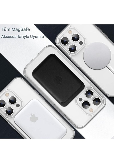 Apple Uyumlu iPhone 14 Pro Şeffaf Magsafe Kılıf Safe Şeffaf