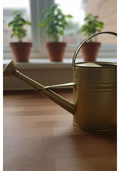 Olivia 3,5 Litre Metal Çiçek Bahçe Sulama Kabı Modern Dekoratif Çok Amaçlı Sulak Altın