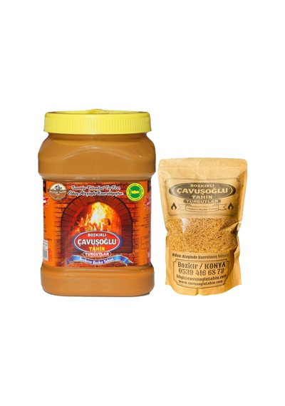 Bozkırlı Çavuşoğlu Kepekli Bozkır Tahini 930 G + Odun Ateşinde Kavrulmuş Susam 500 G