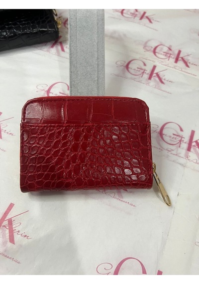 Gk Gamzelirenklerim Luxury Fashıon&accessorıes Mini Cüzdan Kartlık Tek Gözlü Fermuarlı Rugan Suni Deri Bordo