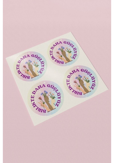 Birlikte Daha Güçlüyüz Yuvarlak Sticker Etiket 3x3cm St2414 Çok Renkli