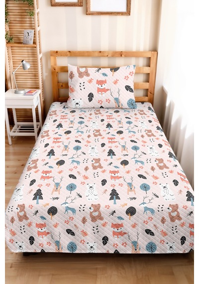 Evimde Bambaşka Renkli Orman Hayvanları Çocuk Odası Tek Kişilik Pike Takımı-iskandinav Pudra 160x220 CM Yatak Örtüsü Evimde Bambaşka Renkli Orman Hayvanları Çocuk Odası Tek Kişilik Pike Takımı-iskandinav Pudra 160x220 CM Yatak Örtüsü