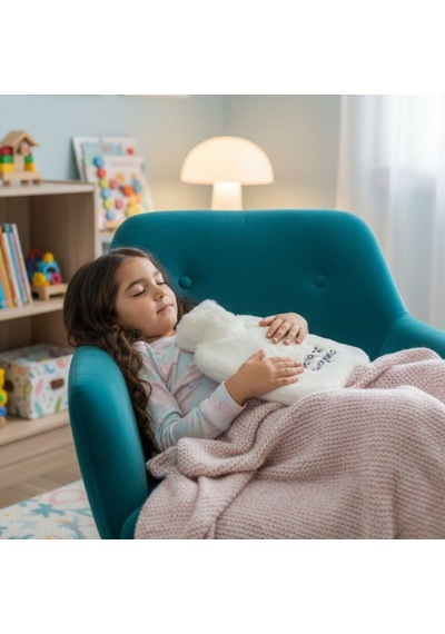 Hello Everyone Yazılı Kurdeleli Beyaz Peluş Sıcak Su Torbası 1 Lt Yumuşak Kılıf, Uzun Süre Sıcak Tutan Termal Su Torba Çok renkli