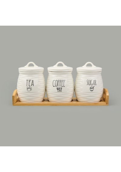 Kitchen 3'lü Seramik Baharatlık Seti - Beyaz Çok Renkli