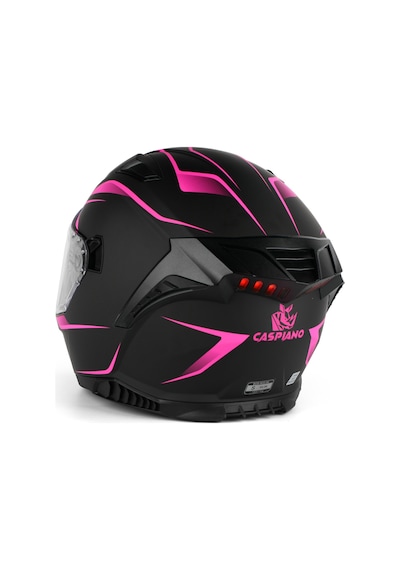 Caspiano Homer Full-face Led Işıklı Matt Black / Pink Motosiklet Kaskı Ece-r 22.06 Sertifikalı Pembe