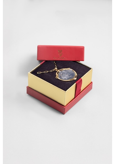 Demeter 18 Ayar Sarı Altın Kaplama 60 Cm Gümüş Madalyon Kolye