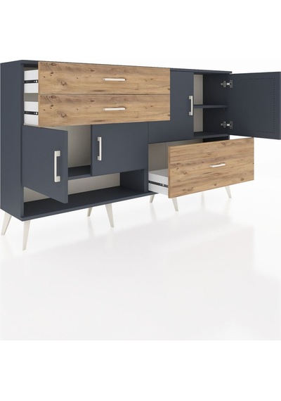 Arges Konsol 3 Raflı 3 Çekmeceli 4 Kapaklı 176x30x99 Antrasit-ant Antrasit-antrasit/çam Arges Konsol 3 Raflı 3 Çekmeceli 4 Kapaklı 176x30x99 Antrasit-ant Antrasit-antrasit/çam