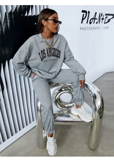 Los Angeles Baskılı Gri Bisiklet Yaka Sweatshirt Ve Eşofman Altı Eşofman Takımı Gri Los Angeles Baskılı Gri Bisiklet Yaka Sweatshirt Ve Eşofman Altı Eşofman Takımı Gri