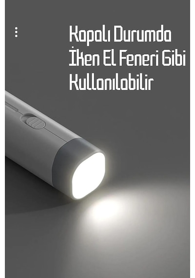 4in1 Şarjlı Masa Lambası Powerbank Özellikli Telefon Standlı Kamp El Feneri Çalışma Okuma Işığı Beyaz