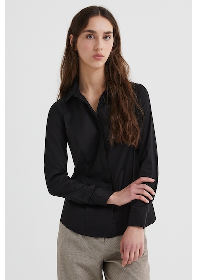 Stella Pulvis Siyah Slim Fit Gömlek Desenli