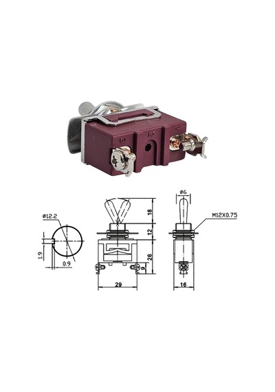 Ic-152s-2 Swıon Toggle Switch On-off 15a 2p Ø12mm Xt11-b