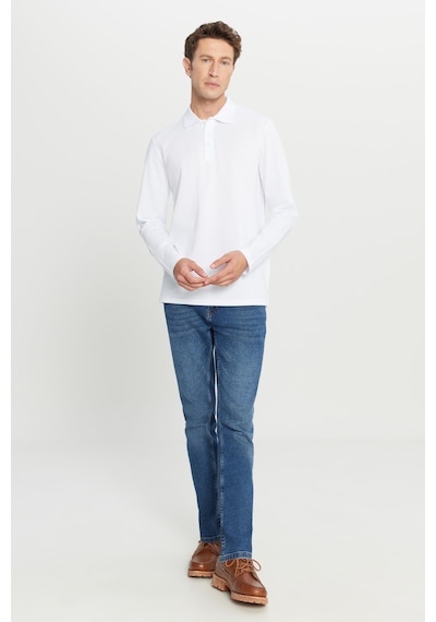 Ac&Co / Altınyıldız Classics Erkek Beyaz %100 Pamuk Standart Fit Normal Kesim Polo Yaka Sweatshirt