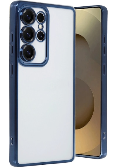 Muratech Newface Samsung Galaxy Uyumlu  S25 Ultra Kılıf Razer Lensli Silikon - Lacivert