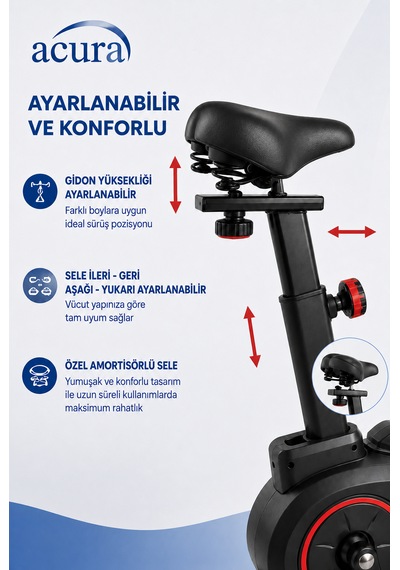 Acura Ac-400 Nabız Ölçerli, Ayarlanabilir, Ekstra Konforlu Spin Bike Kondisyon Bisikleti